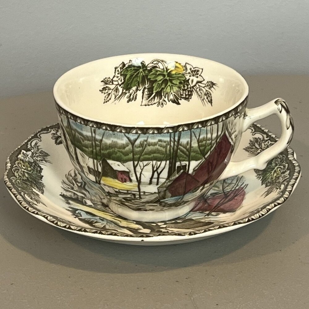 Johnson Bros Friendly Village Ice House Cup & Saucer